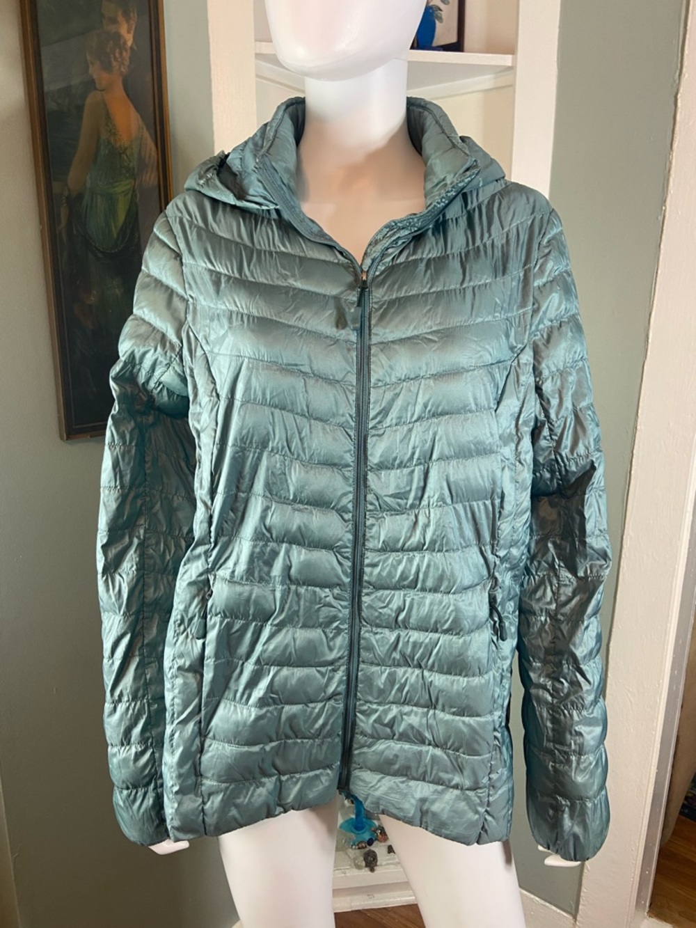 32 Degrees Womens Ultra Light Packable Down Quilted Hooded Puffer Jacket Large L
